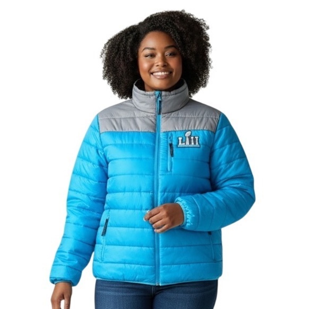 Super Bowl LII Minnesota Puffer Jacket Women's XL Blue NFL Team‎ Eagles Patriots